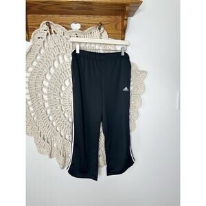 Adidas Vintage Y2K Black Crop Capri Wide Leg Gaucho Athletic Pants Size Large